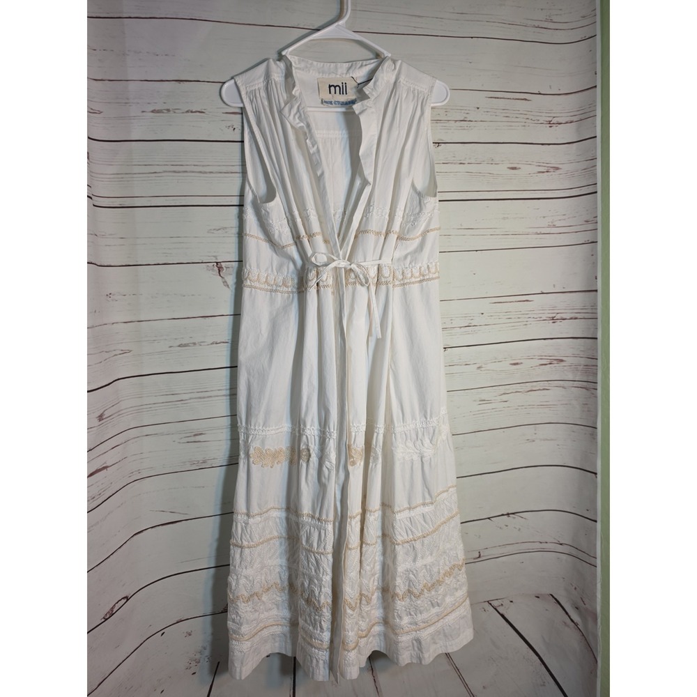 Mii Collection Aux Cyclades White Cotton Embroidered Sleeveless Maxi Pockets